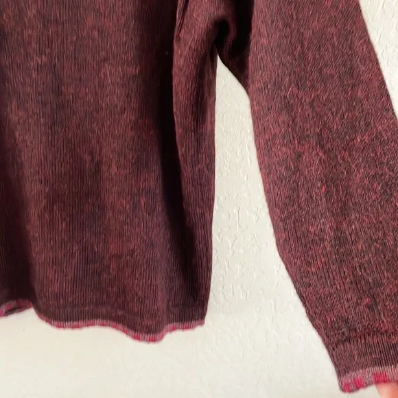 Women's Burgundy Cardigan with Colorful Accents - Picture 8 of 10